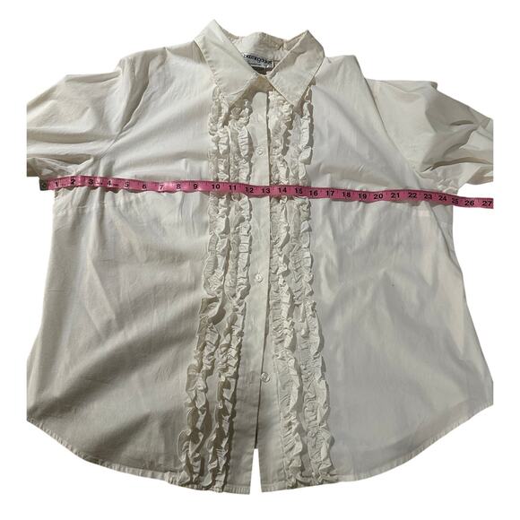 Bloomingdale’s White Button Down Ruffle Blouse - Size 18 EUC - Picture 7 of 8